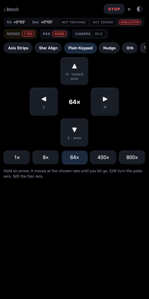 The keypad in the dark palette: bevelled keys, one lit rate